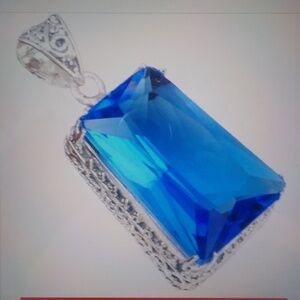 Ocean Blue Topaz Silver Single Bail Pendant!